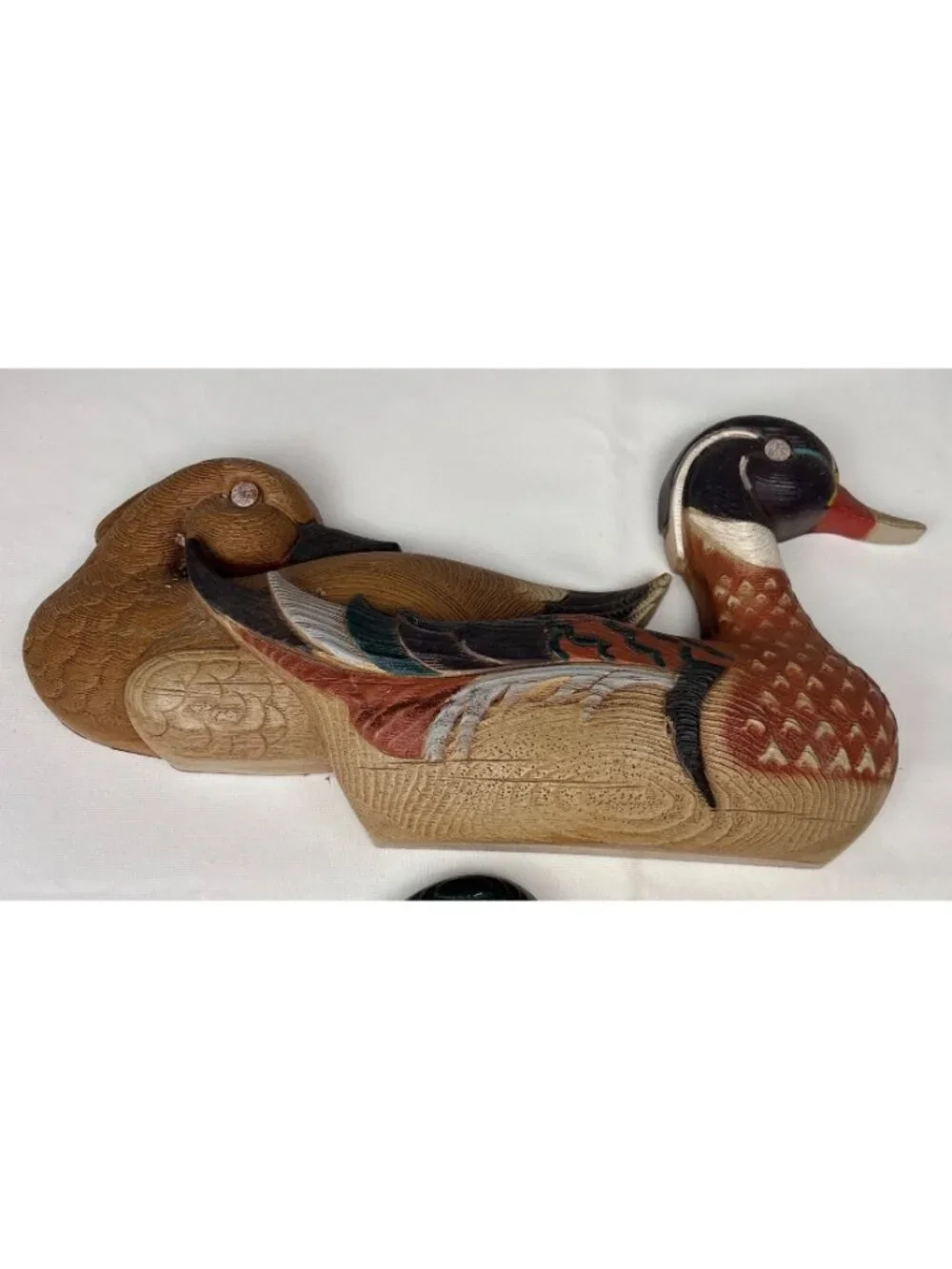 Burwood Resin Mallard Duck Wall Hanging Decor Pair Vtg